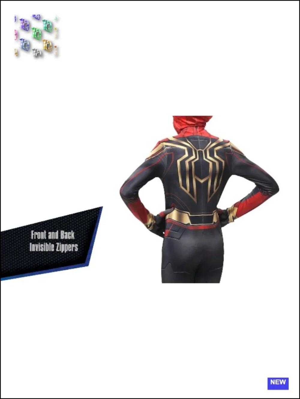 Marvel Spider-Man Youth Deluxe Zentai Costume Stretch Spandex Hidden Zippers